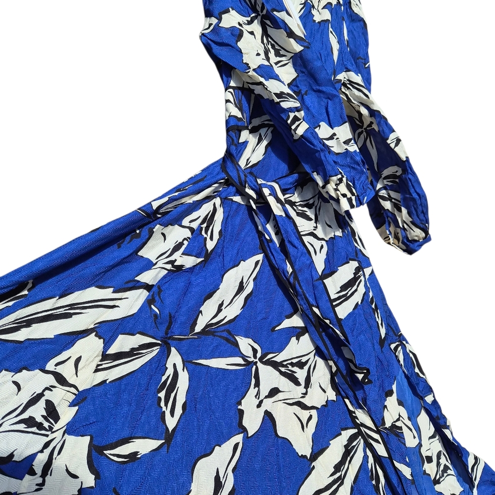 Veronica Beard Blue & White Floral Maxi Dress – Long Sleeve – Size 16‎ - Picture 5 of 14